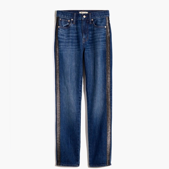 Women’s Madewell The Perfect Vintage Jean Metallic Tuxedo Stripe Edition Size 28 - Picture 4 of 16
